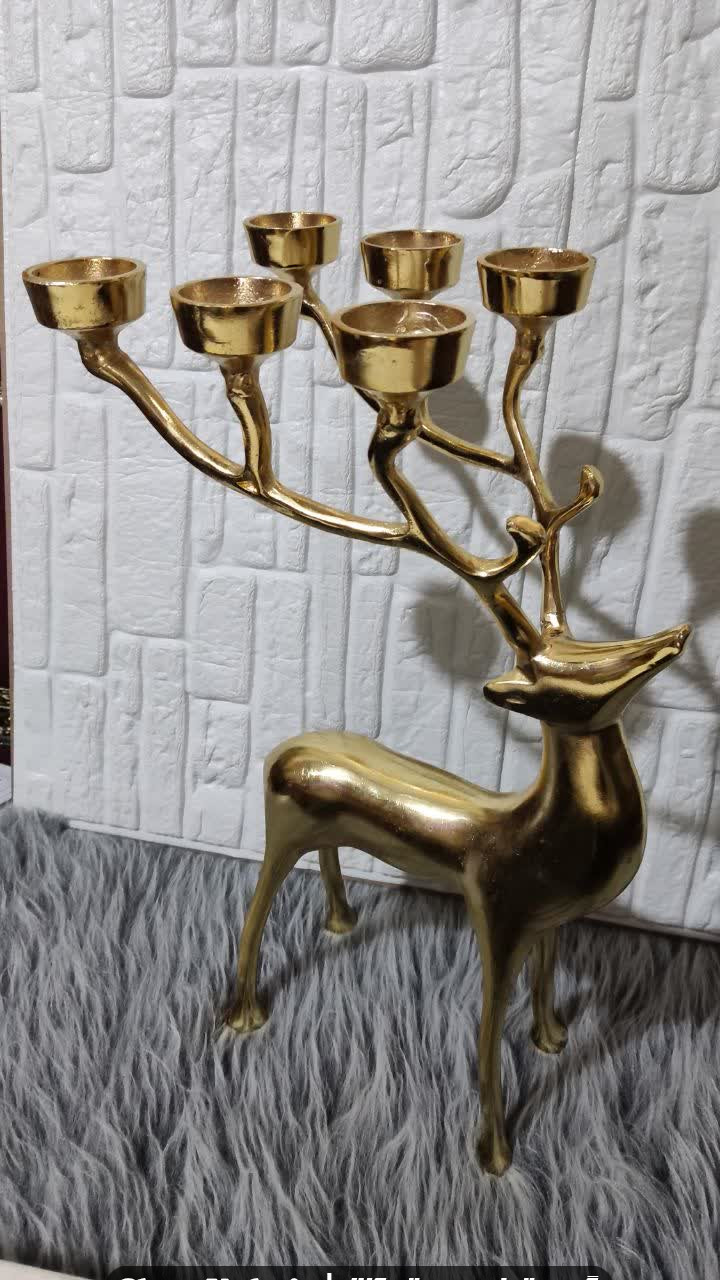 گوزن جا شمعی طلایی 6 شاخه