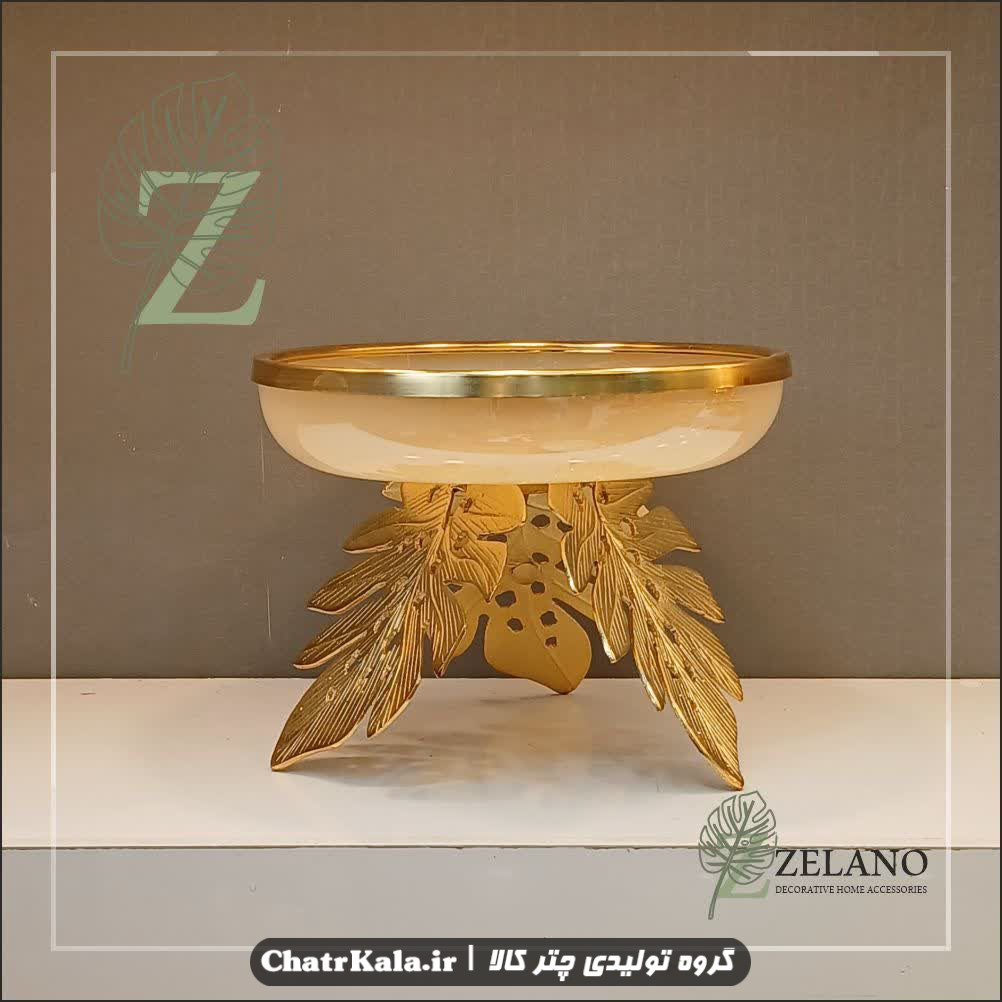 ست پذیرایی چند تکه ترکیب آلومینیوم و بلور رنگ طلایی